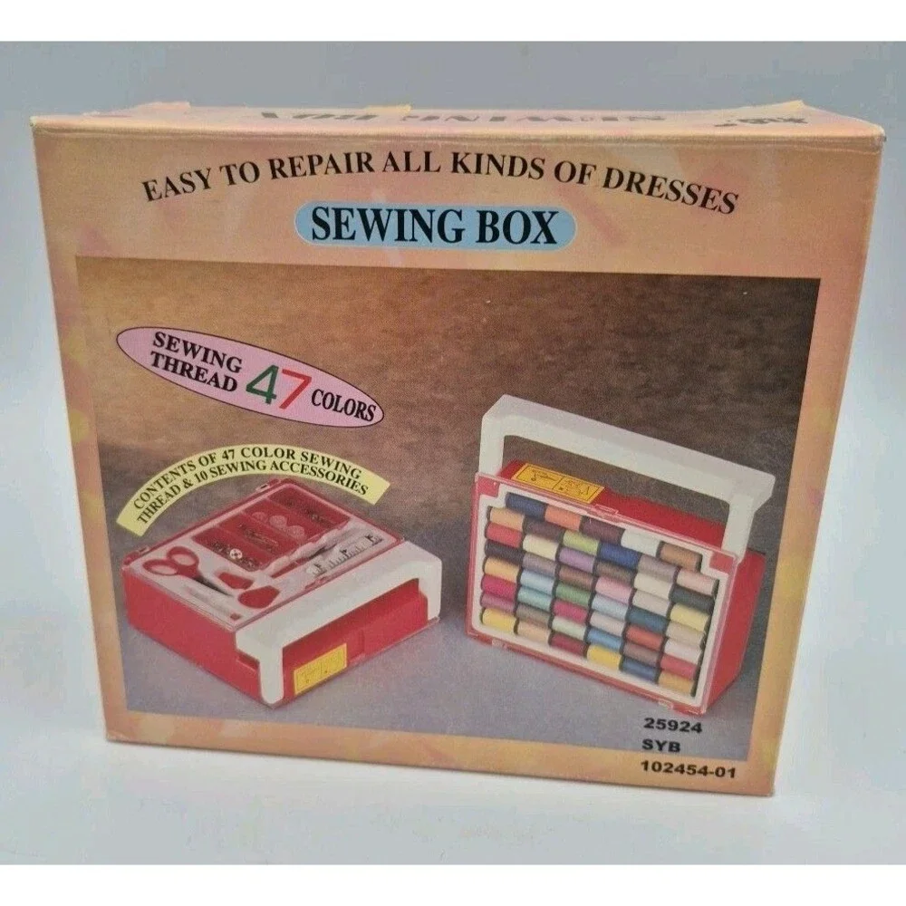 Vtg Sewing Box 47 Sewing Thread Colors 10 Acc. NOS 25924 SYB 102454-01 HTF Rare